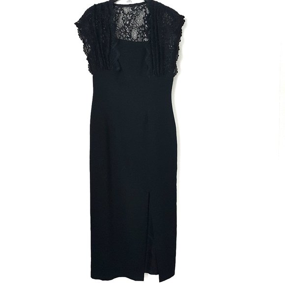 Carole Little Black Slit Midi Dress, Size 4 - Picture 1 of 8